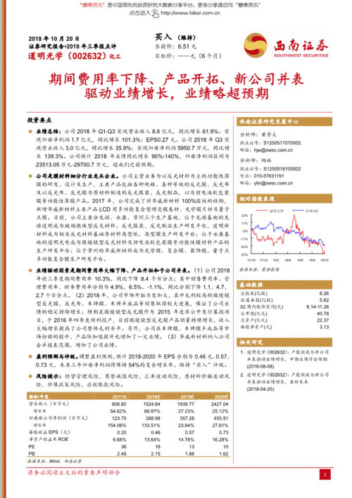 西南證券 道明光學業績略超預期，新業務驅動成長